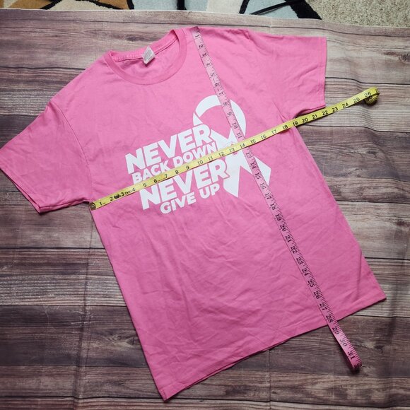 ⭐️ Never Give Up Pink Breast Cancer Awareness Shirt - Picture 4 of 7